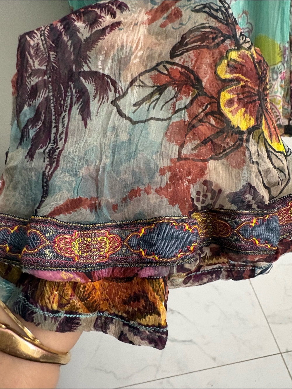 Anu By Natural Vintage Patchwork
Maxi Skirt L Scarf Flowy Boho - Picture 8 of 9
